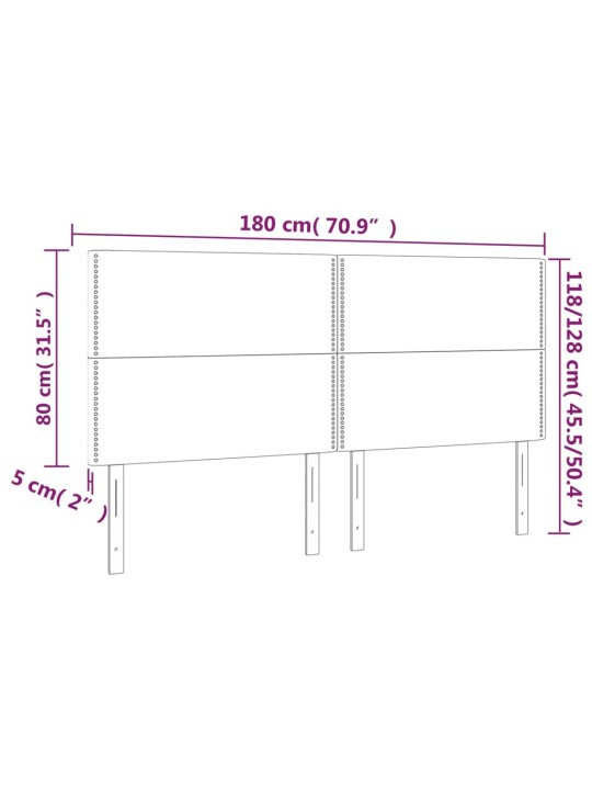 Čelo postele 4 ks krémové 90x5x78/88 cm textil