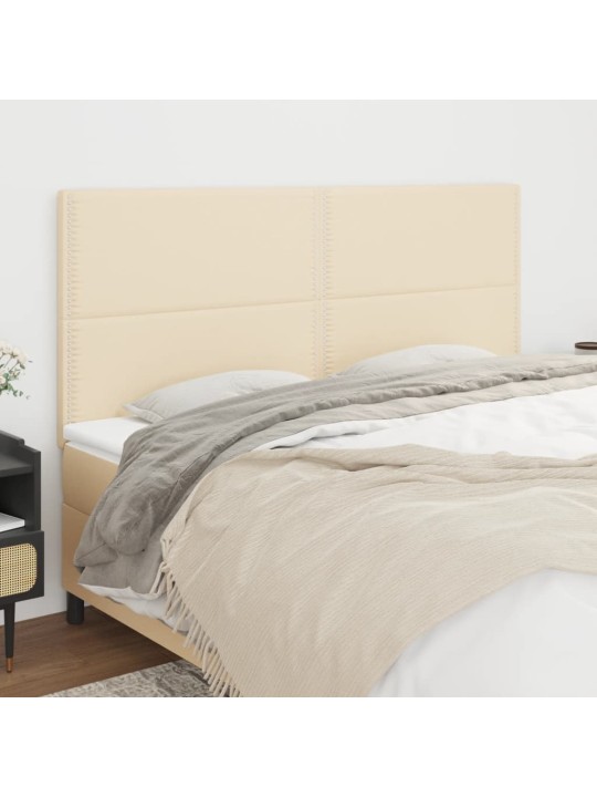 Čelo postele 4 ks krémové 90x5x78/88 cm textil