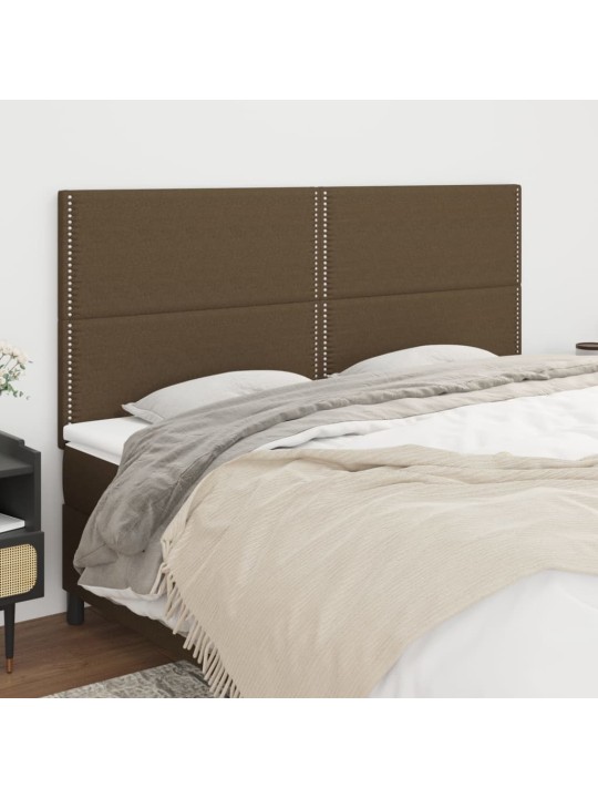 Čelo postele 4 ks tmavě hnědé 100x5x78/88 cm textil