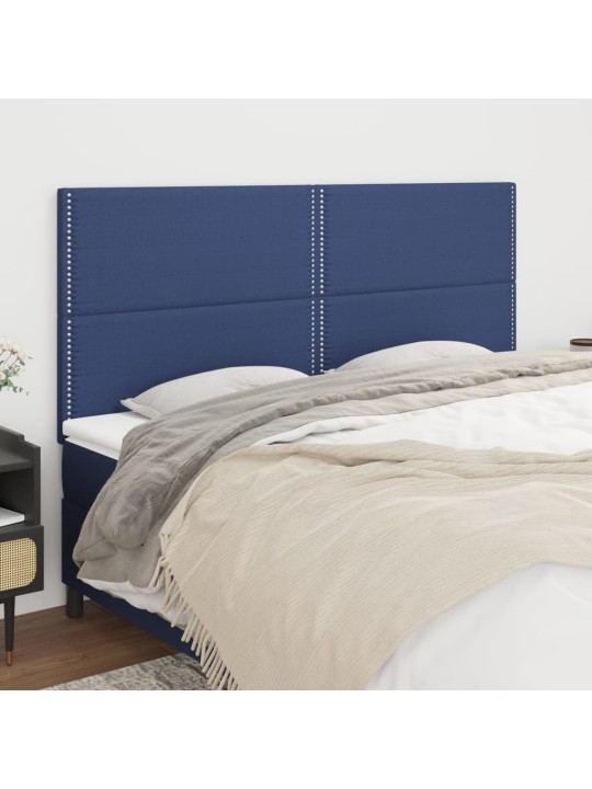 Čelo postele 4 ks modré 100x5x78/88 cm textil