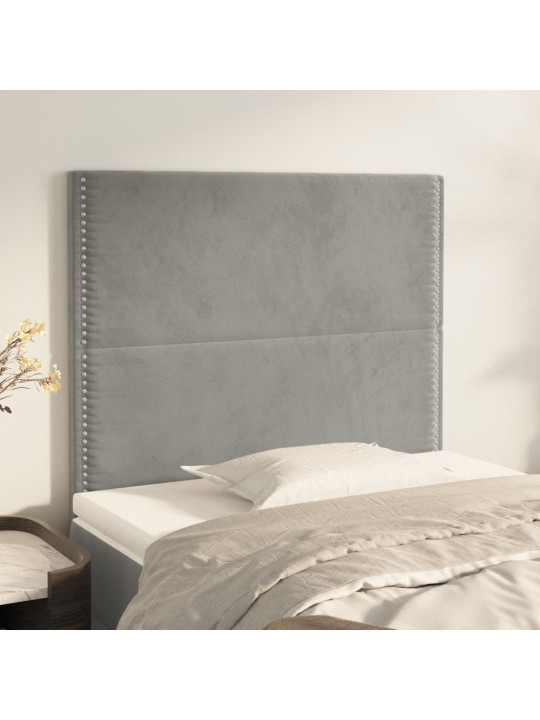 Čela postele 2 ks světle šedá 80x5x78/88 cm samet