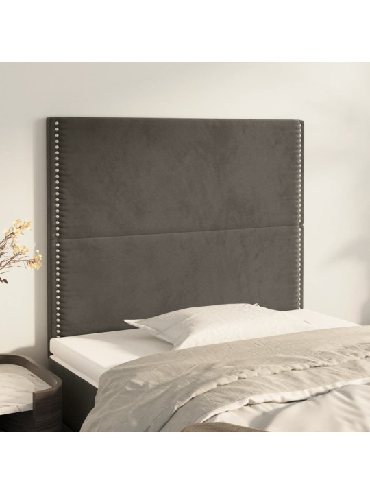 Čelo postele 2 ks tmavě šedé 80 x 5 x 78/88 cm samet