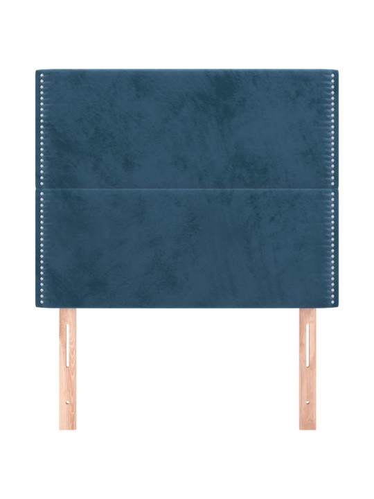 Čelo postele 2 ks tmavě modré 80 x 5 x 78/88 cm samet