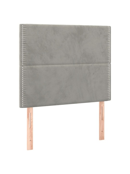 Čelo postele 2 ks světle šedé 90x5x78/88 cm samet