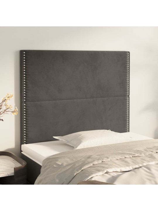 Čelo postele 2 ks tmavě šed 90x5x78/88 cm samet