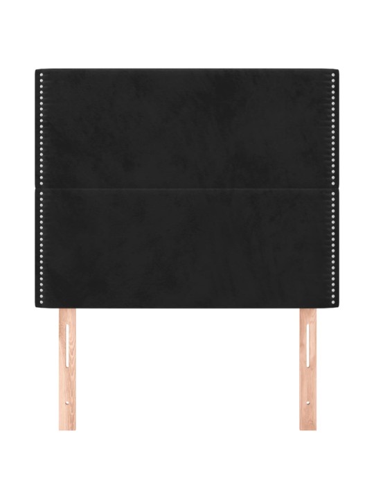 Čelo postele 2 ks černé 90x5x78/88 cm samet