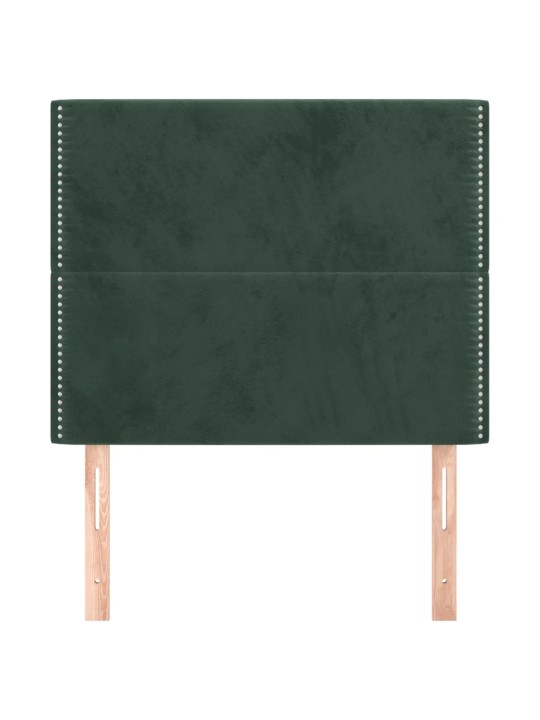 Čelo postele 2 ks tmavě zelené 90x5x78/88 cm samet