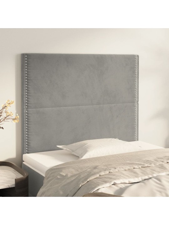 Čelo postele 2 ks světle šedé 100 x 5 x 78/88 cm samet