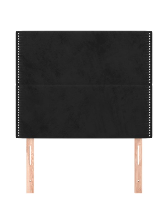 Čelo postele 2 ks černé 100x5x78/88 cm samet
