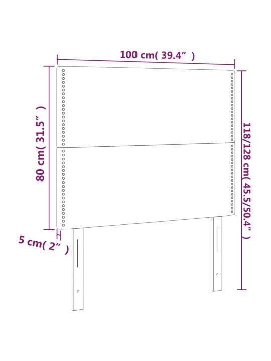 Čelo postele 2 ks černé 100x5x78/88 cm samet