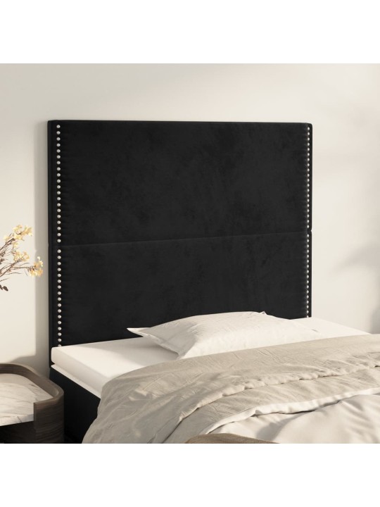 Čelo postele 2 ks černé 100x5x78/88 cm samet