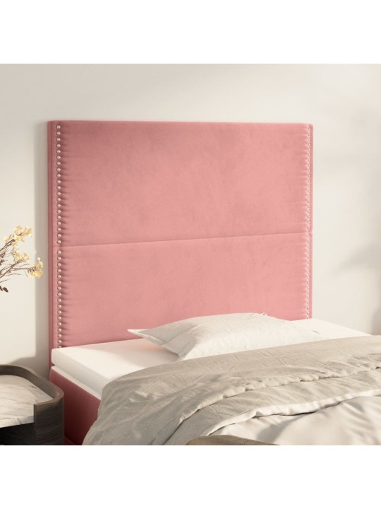 Čelo postele 2 ks růžové 100x5x78/88 cm samet
