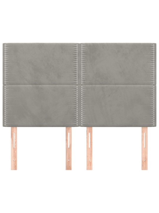 Čela postele 4 ks světle šedá 72 x 5 x 78/88 cm samet