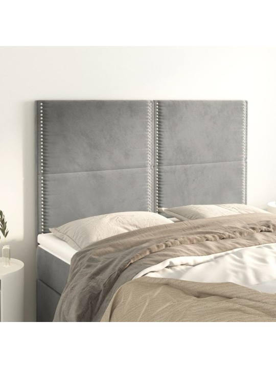 Čela postele 4 ks světle šedá 72 x 5 x 78/88 cm samet
