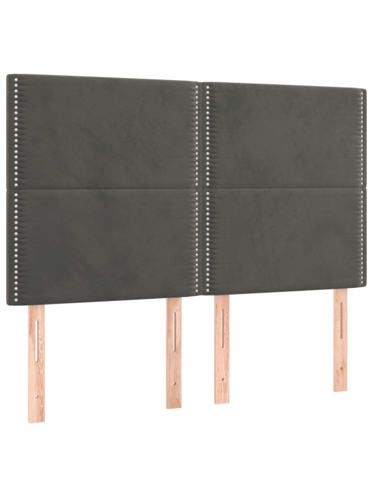 Čela postele 4 ks tmavě šedá 72 x 5 x 78/88 cm samet