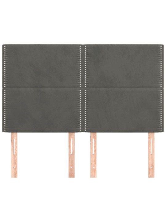 Čela postele 4 ks tmavě šedá 72 x 5 x 78/88 cm samet
