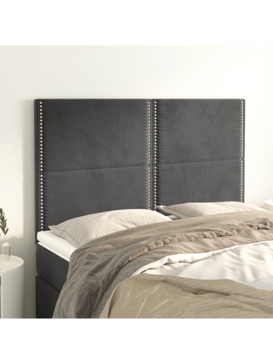 Čela postele 4 ks tmavě šedá 72 x 5 x 78/88 cm samet
