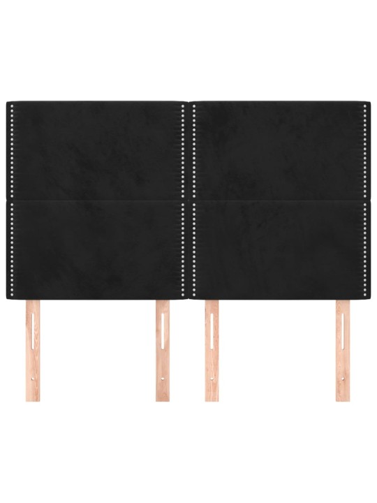 Čela postele 4 ks černá 72 x 5 x 78/88 cm samet