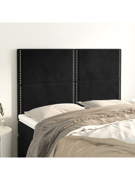 Čela postele 4 ks černá 72 x 5 x 78/88 cm samet
