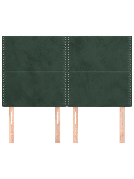 Čela postele 4 ks tmavě zelená 72 x 5 x 78/88 cm samet