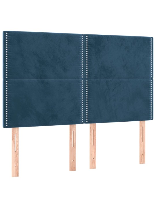 Čela postele 4 ks tmavě modrá 72 x 5 x 78/88 cm samet