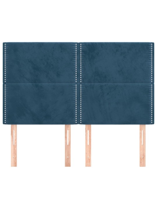 Čela postele 4 ks tmavě modrá 72 x 5 x 78/88 cm samet