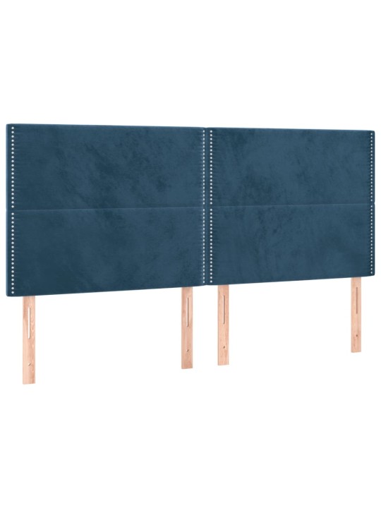 Čelo postele 4 ks tmavě modré 80 x 5 x 78/88 cm samet