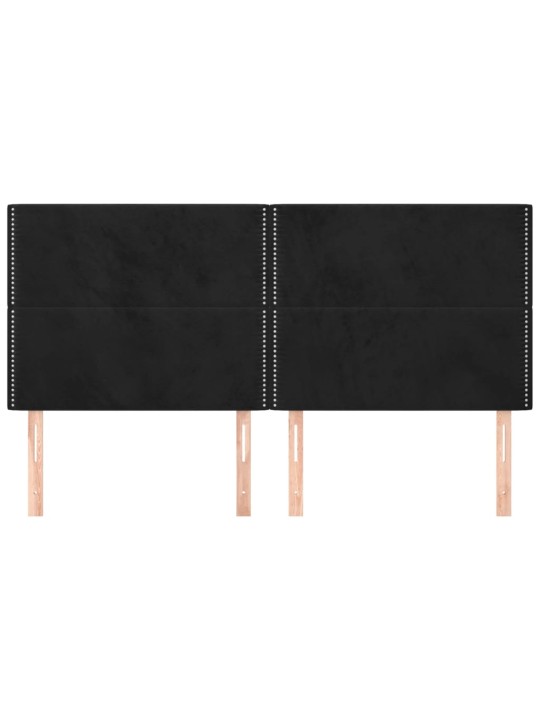 Čelo postele 4 ks černé 90x5x78/88 cm samet