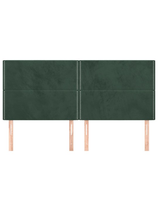 Čelo postele 4 ks tmavě zelené 90x5x78/88 cm samet