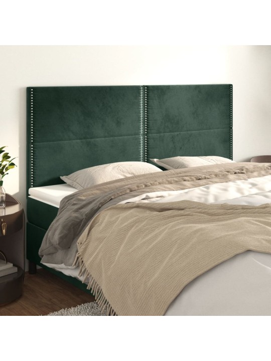 Čelo postele 4 ks tmavě zelené 90x5x78/88 cm samet