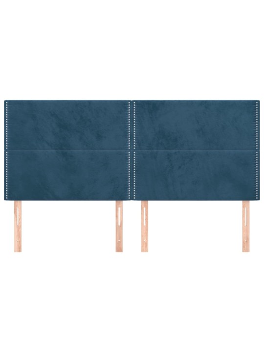 Čelo postele 4 ks tmavě modré 90x5x78/88 cm samet