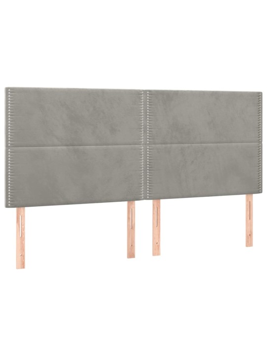 Čelo postele 4 ks světle šedé 100 x 5 x 78/88 cm samet