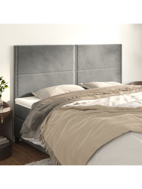Čelo postele 4 ks světle šedé 100 x 5 x 78/88 cm samet