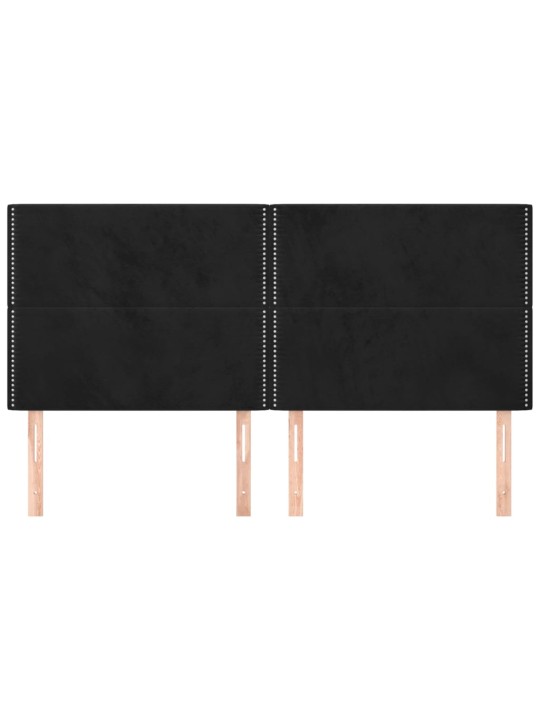 Čelo postele 4 ks černé 100x5x78/88 cm samet