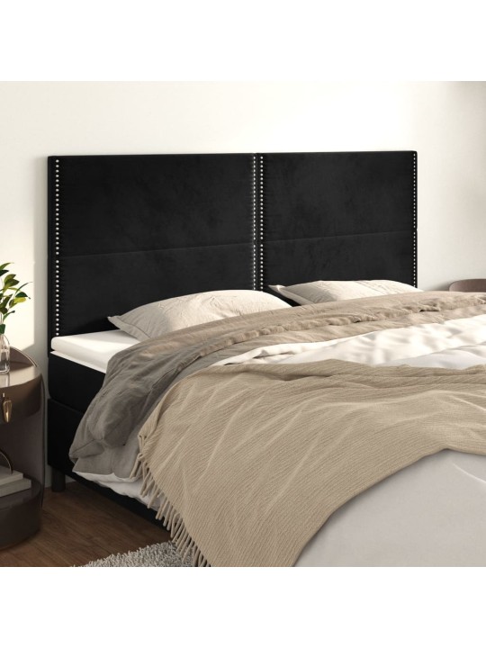 Čelo postele 4 ks černé 100x5x78/88 cm samet