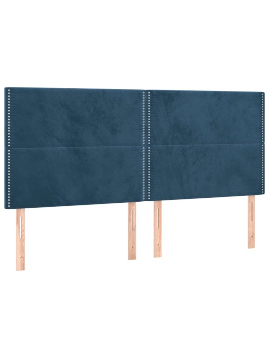Čelo postele 4 ks tmavě modré 100x5x78/88 cm samet