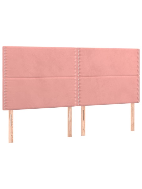 Čelo postele 4 ks růžové 100x5x78/88 cm samet