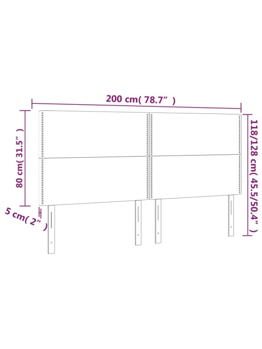 Čelo postele 4 ks růžové 100x5x78/88 cm samet