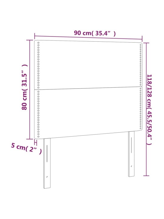 Čelo postele 2 ks černé 90x5x78/88 cm umělá kůže