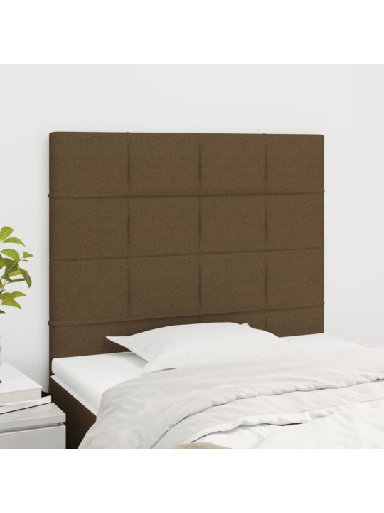 Čelo postele 2 ks tmavě hnědé 80 x 5 x 78/88 cm textil