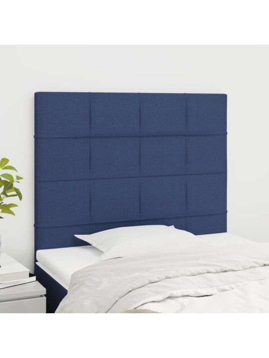 Čelo postele 2 ks modré 80 x 5 x 78/88 cm textil