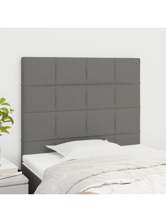 Čelo postele 2 ks tmavě šed 90x5x78/88 cm textil