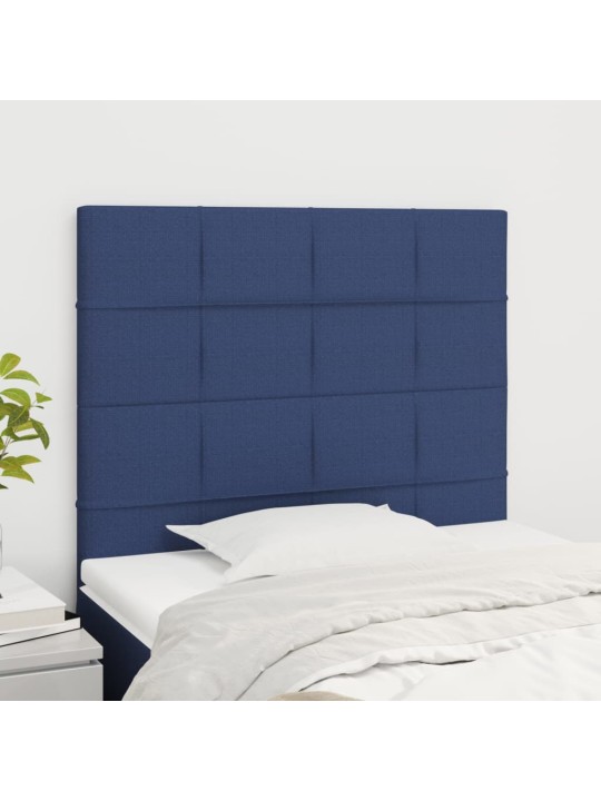 Čelo postele 2 ks modré 90x5x78/88 cm textil