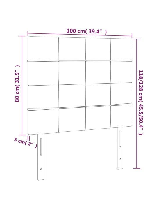 Čelo postele 2 ks krémové 100x5x78/88 cm textil