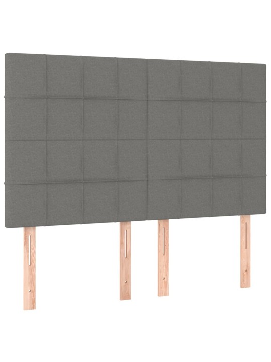 Čela postele 4 ks tmavě šedá 72 x 5 x 78/88 cm textil