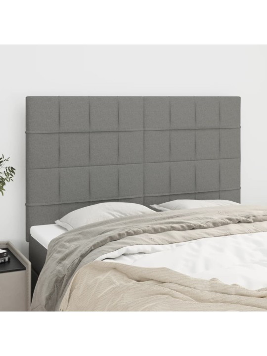 Čela postele 4 ks tmavě šedá 72 x 5 x 78/88 cm textil