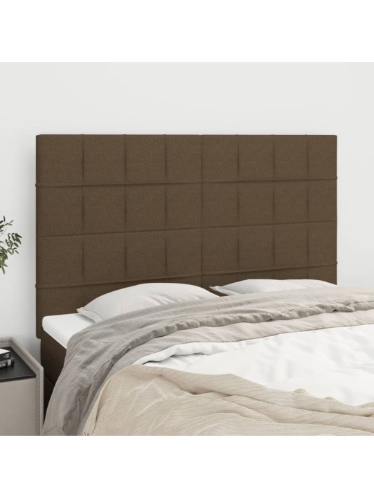 Čela postele 4 ks tmavě hnědá 72 x 5 x 78/88 cm textil