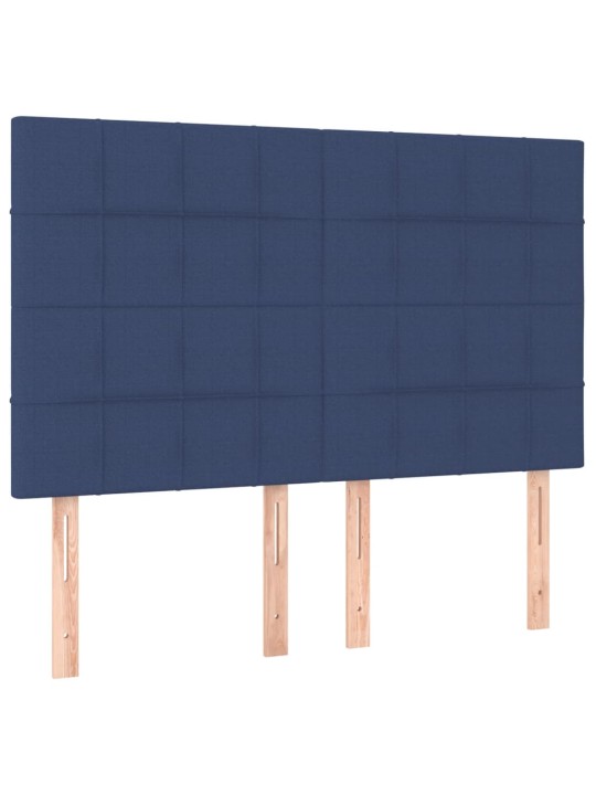 Čela postele 4 ks modrá 72 x 5 x 78/88 cm textil