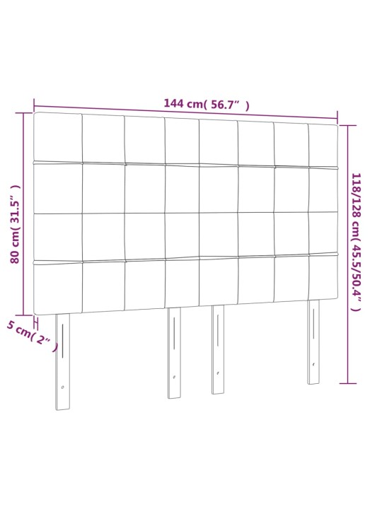 Čela postele 4 ks modrá 72 x 5 x 78/88 cm textil