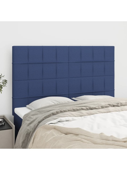 Čela postele 4 ks modrá 72 x 5 x 78/88 cm textil